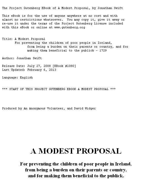 A Modest Proposal
